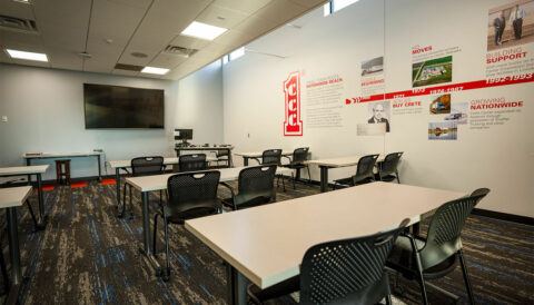Lincoln, Nebraska terminal Driver Training room with Crete Carrier company history timeline wall art