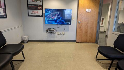Columbus, Ohio terminal drivers' lounge area with seating and TV