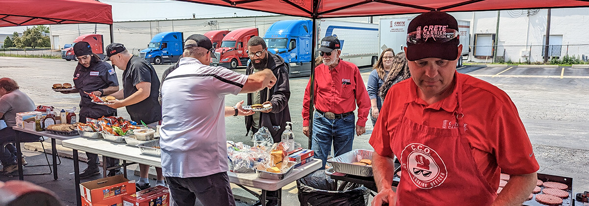 Tim and Erick man the grill at a recent Driver Appreciation lunch event in Indianapolis, Indiana.