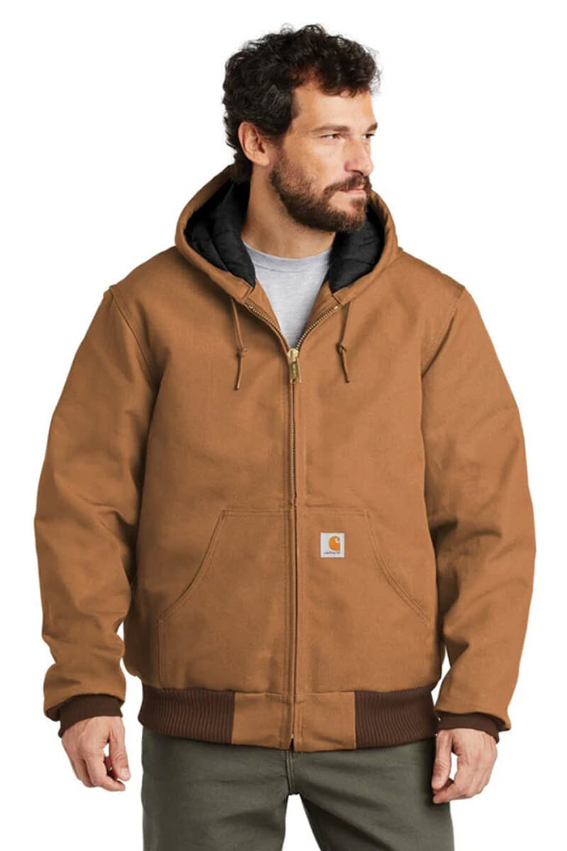 Carhartt Quilted Flannel-Lined Duck Active Jacket - Carhartt Brown - model front view