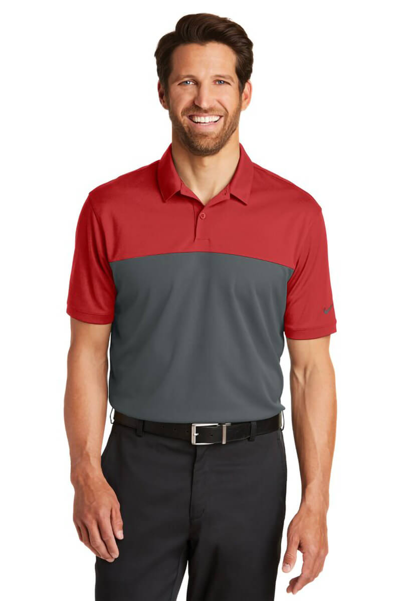 Men's Nike Dri-FIT polo - Varsity Red and Anthracite - model front view