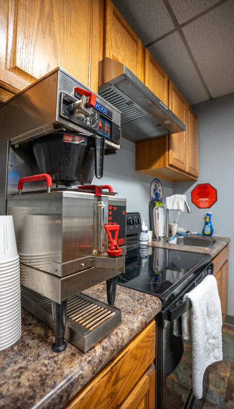 North Platte, Nebraska Walmart distribution center driver breakroom kitchen with coffee maker