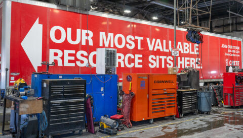 North Platte, Nebraska Walmart distribution center shop area with mechanics' tool chests