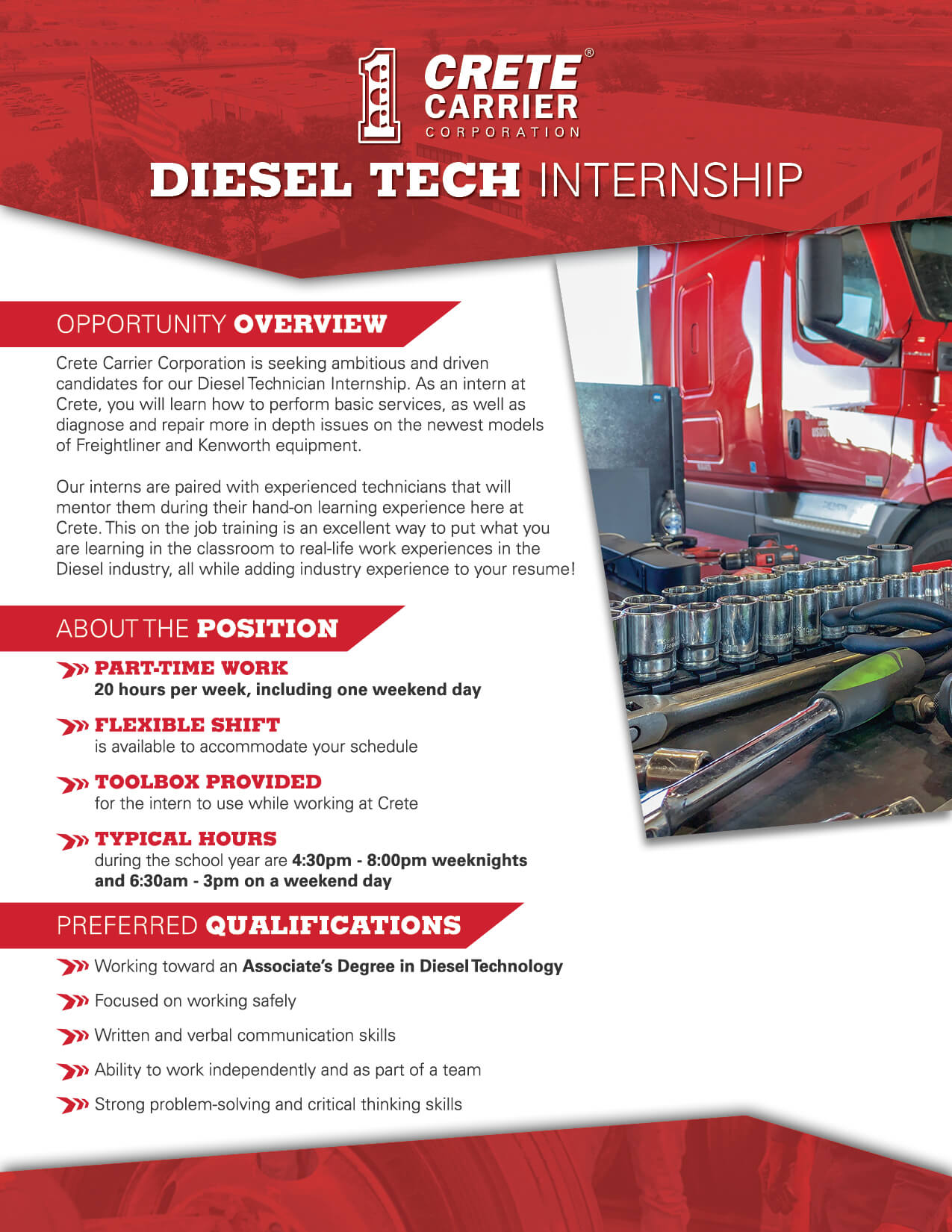 Diesel Tech Internship flyer