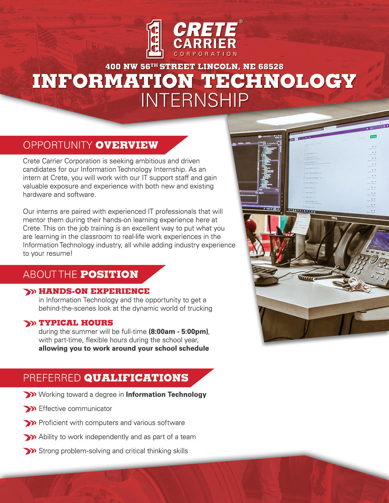 Information Technology Internship flyer