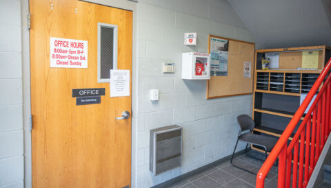 The front lobby area and Fleets office door upon entering the ground floor of the Columbus, Ohio terminal