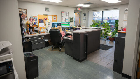 The front reception desk of the Fleet office in the Columbus, Ohio terminal